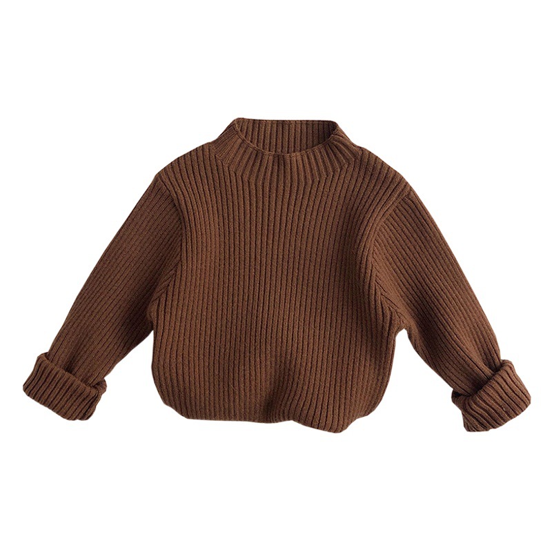 Earth color ~ skin-friendly stretch ~ Korean style children's half turtleneck sweater pit men's and women's baby slim-fit knitted T-shirt base