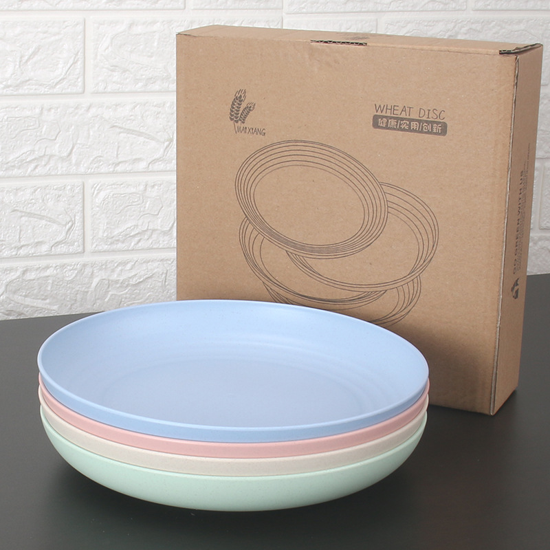 25cm disco 4 Unids paja de trigo resistente a la caída plato restaurante vajilla hogar plato de la torta plato de fruta placa image 12
