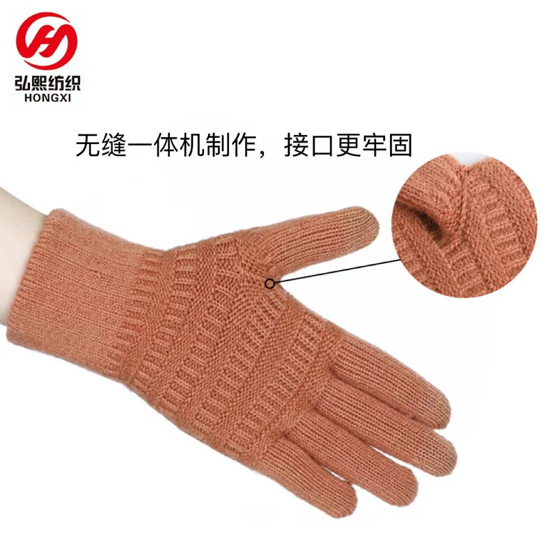 越境してよく売れている成人の冬の手袋の女性の両面のジャカードのメリヤスのタッチパネルの保温とベルベットの騎乗の手袋の男|undefined