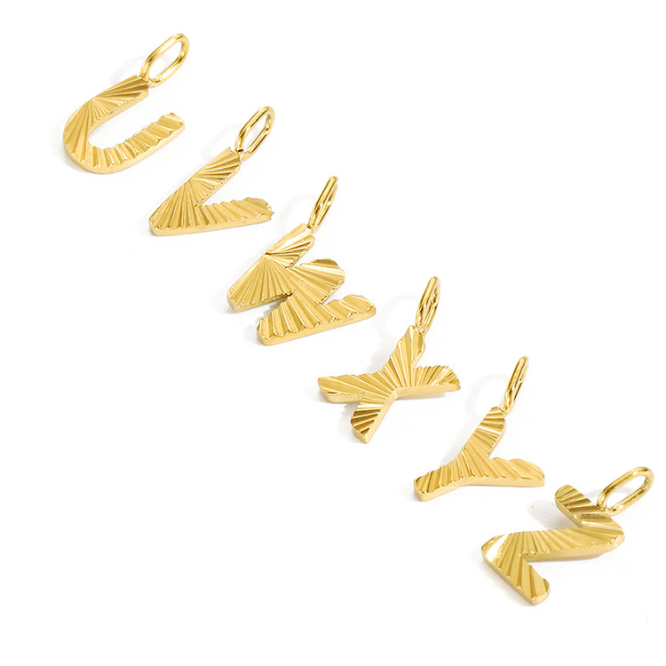 14K Gold, Real Gold Plated Plating Material 1 Piece Quantity 1 Piece Stainless Steel PVD Coated 14K Gold Real Gold Plated Letter Pendant Charms