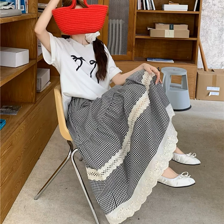 Retro summer long skirt, high waist, A-line, mid-length