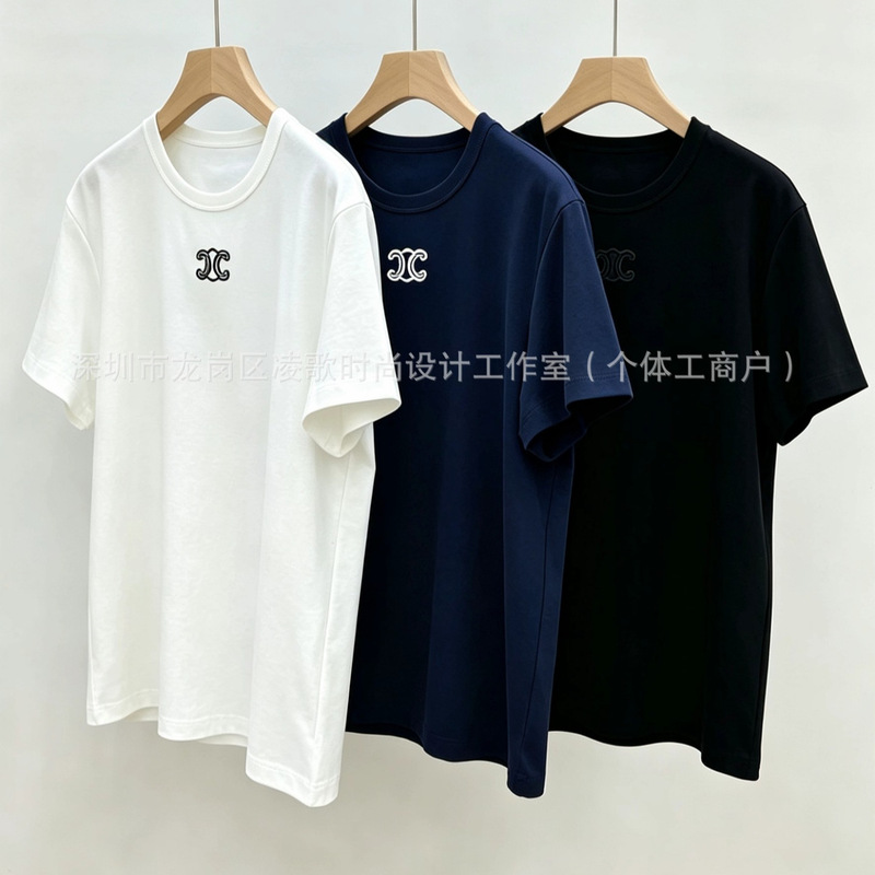 High-End Arc De Triomphe 26Th Summer New Round-Neck Knitted Short-Sleeve T-Shirt for Women, Spring and Summer New Casual Versatile Top High-End Arc De Triomphe 26Th Summer New Round-Neck Knitted Short-Sleeve T-Shirt for Women, Spring and Summer New Casual Versatile Top
