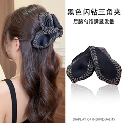 韩式设计感叶片麦穗鲨鱼夹百搭高级感发卡后脑勺发抓布艺头饰