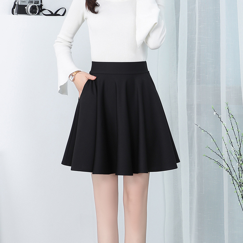 Spring and Summer Short Skirt Elastic Stretch Skirt High Waist Women's Black Skirt Slimming Large Pocket Skirt Dancing Pleated Skirt Cross Border Spring and Summer Short Skirt Elastic Stretch Skirt High Waist Women's Black Skirt Slimming Large Pocket Skirt Dancing Pleated Skirt Cross Border