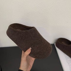 时尚轻便复古厚底毛毛拖鞋女外穿2025新款春秋加绒保暖勃肯包头拖