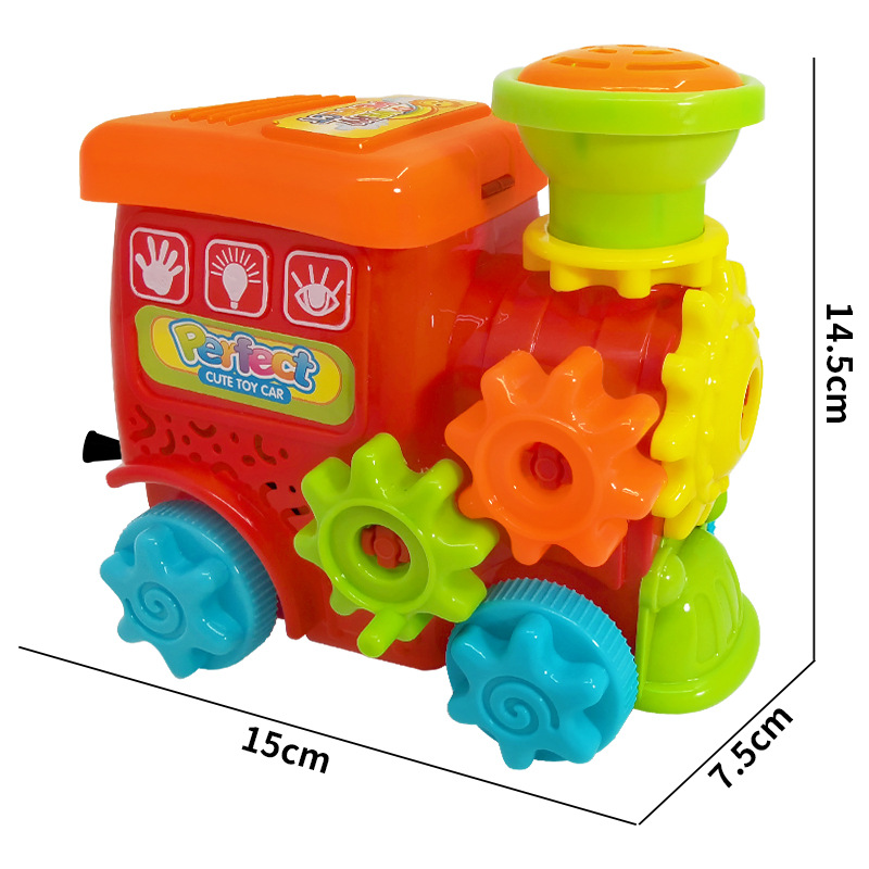 Tirar de la locomotora luminosa Los juguetes educativos para niños también son puestos callejeros al por mayor