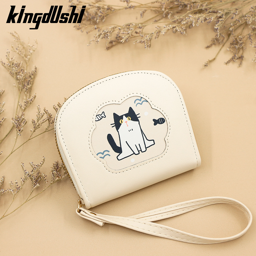 Nuevo gato lindo de dibujos animados bolso corto, bolsa de tarjetas de gran capacidad, bolso de cambio, bolsa de cremallera, fábrica directa