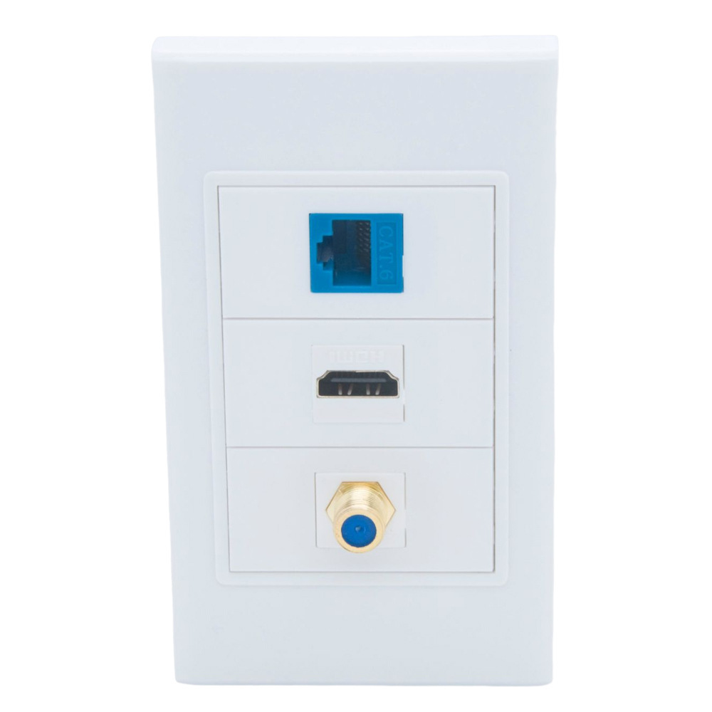 美式  3口 1位HDMI 1位CAT6 RJ45  网络 1位镀金F头 组合面板