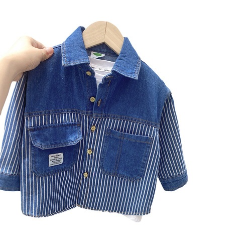 Boys denim shirt  autumn new children's long-sleeved casual jacket medium and large children thin shirt cardigan top