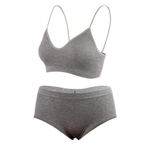 Solid Color Girls Bra Set Korean Style No Wire Wrap Chest Student Underwear Set Thin Push-up Pure Desire Underwear