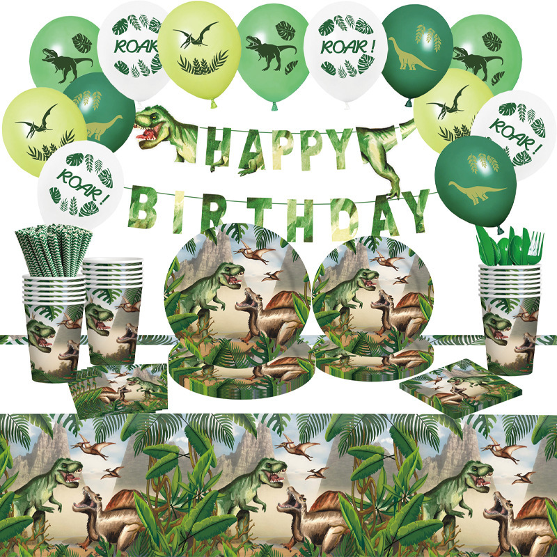 Ink Dinosaur Theme Party Tableware Paper Plate Kidsren's Birthday Party Set Party Supplies Pe Tablecloth Decoration Ink Dinosaur Theme Party Tableware Paper Plate Kidsren's Birthday Party Set Party Supplies Pe Tablecloth Decoration