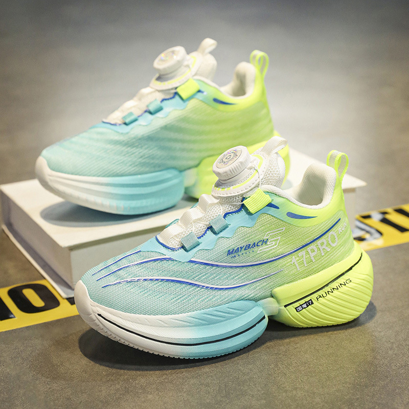 Calzado deportivo para niños Calzado para correr Calzado de baloncesto Calzado con botones Niños y niñas Estudiantes Gradiente Ligero Sin rayas Juventud