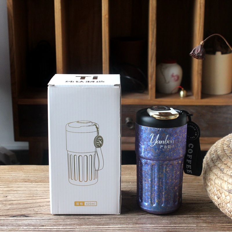 純チタンコーヒーカップ、スマート温度表示、家庭用ポータブル魔法瓶カップ、見栄えの良い学生チタンカップ、高級ギフト、見栄えの良い|undefined