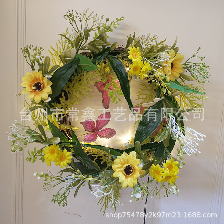 复活节春夏家居装饰品 结壁挂件感恩节LED圣诞花环门挂批发