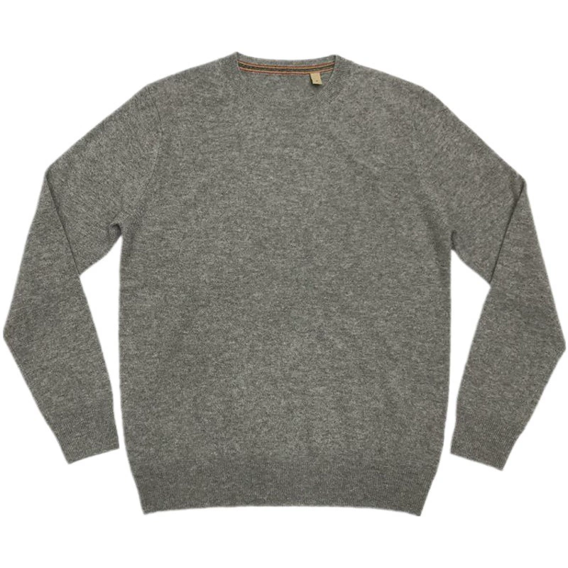 Чистый кашемировый мужской круглый свитер с длинным рукавом свитер Новая осень и зима теплый черный серый сплошной цвет высокого класса случайный свитер