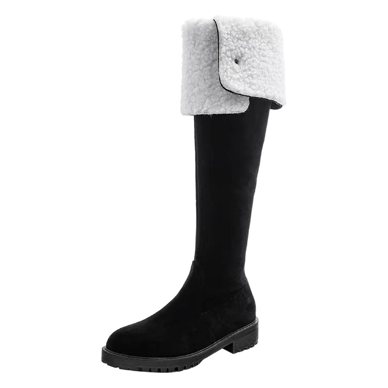 レトロリベット痩身膝上ブーツ女性のための 2025 新しい厚いヒールスエード 2 着用ハイウエスタンナイトブーツ