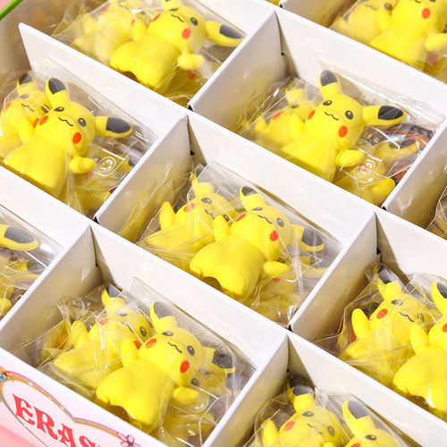 Cartoon Creative 3D Cute Pikachu Eraser Elementary School Cartoon Empty Eraser Student Gift Factory Direct Sales