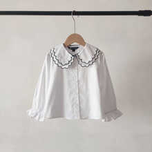 G24夏款 韩版童装国内专柜外贸尾单女童花瓣翻领长袖衬衣TTYA2424