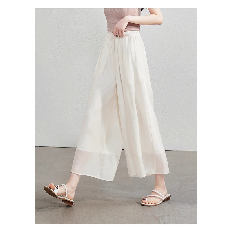 High-Quality 2026 Summer New Loose Slimming High-Waisted Skirt Pants Casual Thin Cropped Wide-Leg Pants for Women