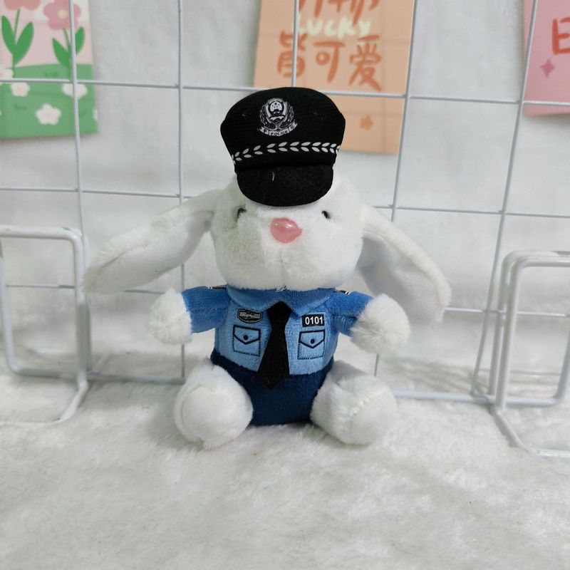 ネット赤かわいい萌え交通警官熊ストラップぬいぐるみ人形消防警察熊カバン掛けキーホルダー|undefined