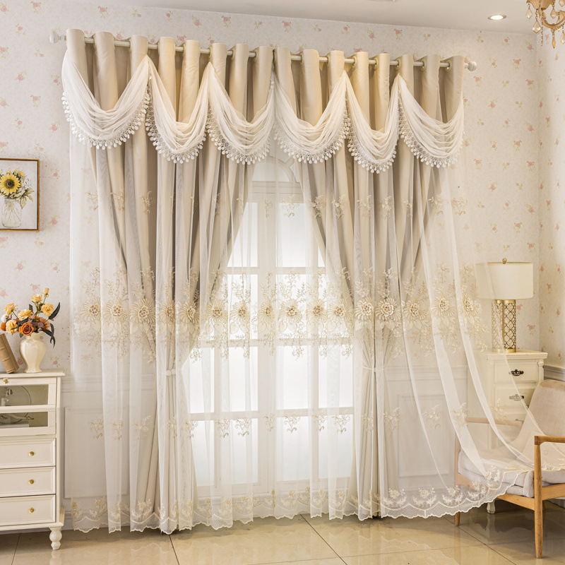 Nuevas cortinas europeas 2025 tela de sombra en relieve en una sala de estar de doble capa dormitorio bordado princesa viento
