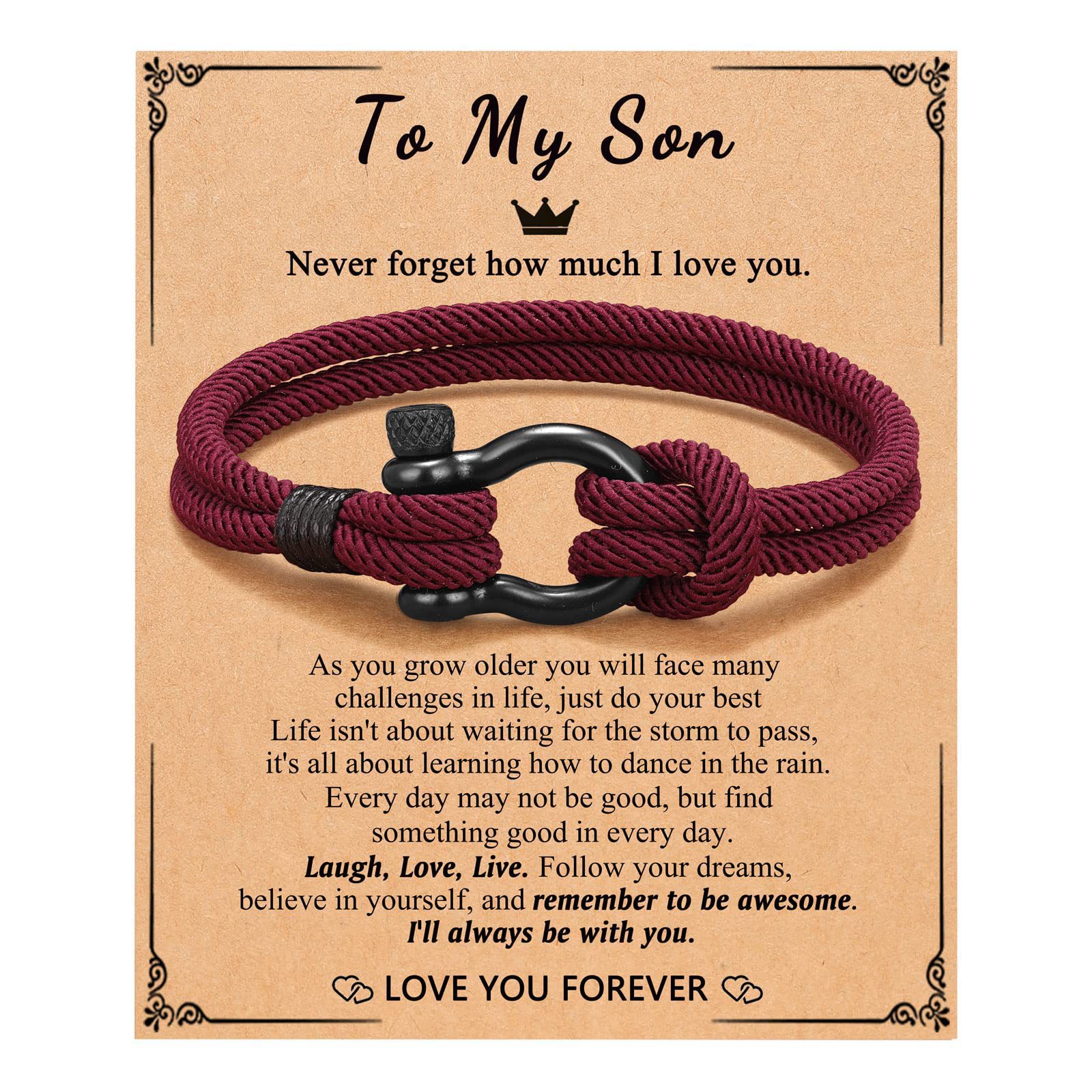 Popular Amazon Milán cuerda tejida a mano pulsera a mi hijo nieto de acero inoxidable hebilla de herradura mano
