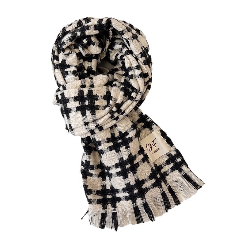Bufandas a cuadros de invierno para mujeres nuevas parejas coreanas de alto nivel parejas de estilo universal grueso y cálido gran chal de cachemir imitación buñuelo
