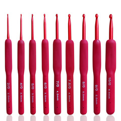 New knitting tool set single-head TPR red handle silicone crochet hook red handle single-head crochet hook