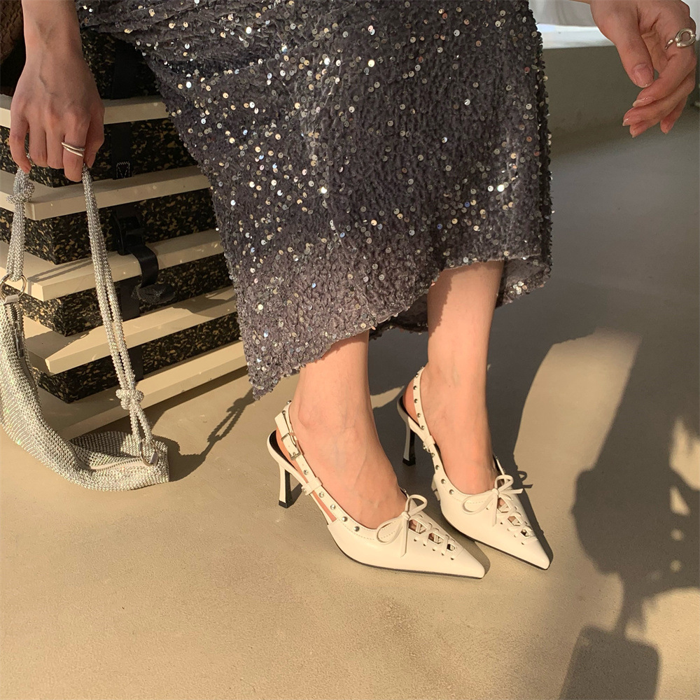 2024 New Spring Shoes European and American Pointed Toe Thin Heels Shallow Mouth Fashion Thin Front Straps and Back Vacuum Sandals_voghion.com