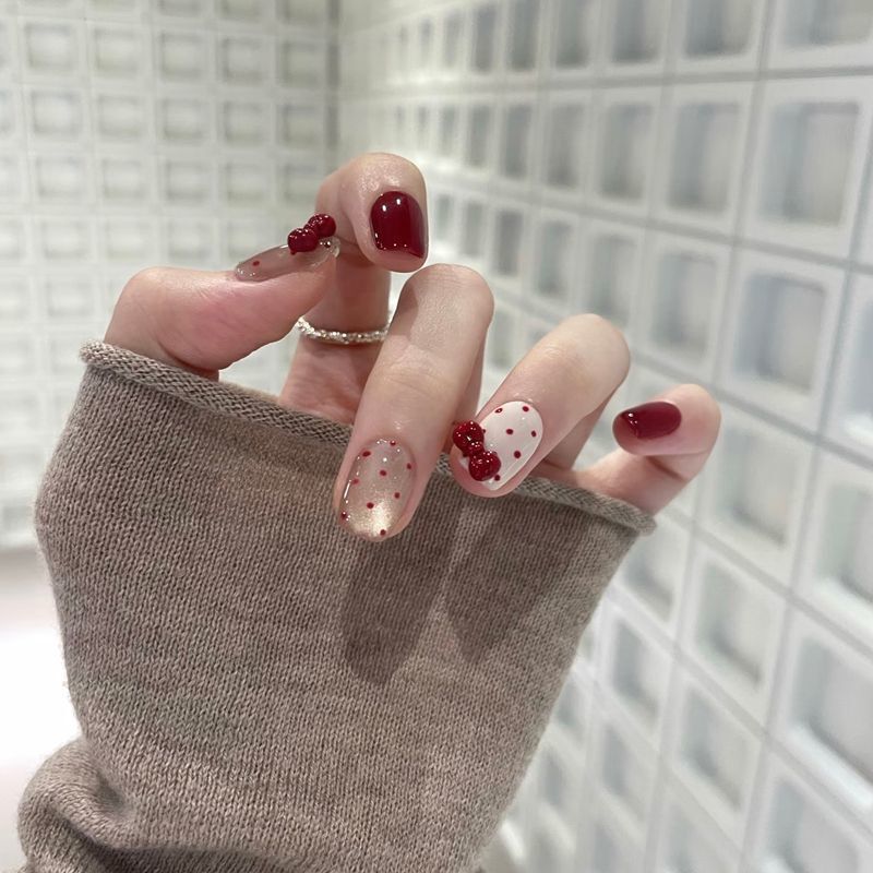 2026 Polka Dot Cat Eye Wearable Cute Red Nail New Year Stickers Whitening Bowknot Ins Style Nail Art Wearable Nails 2026 Polka Dot Cat Eye Wearable Cute Red Nail New Year Stickers Whitening Bowknot Ins Style Nail Art Wearable Nails