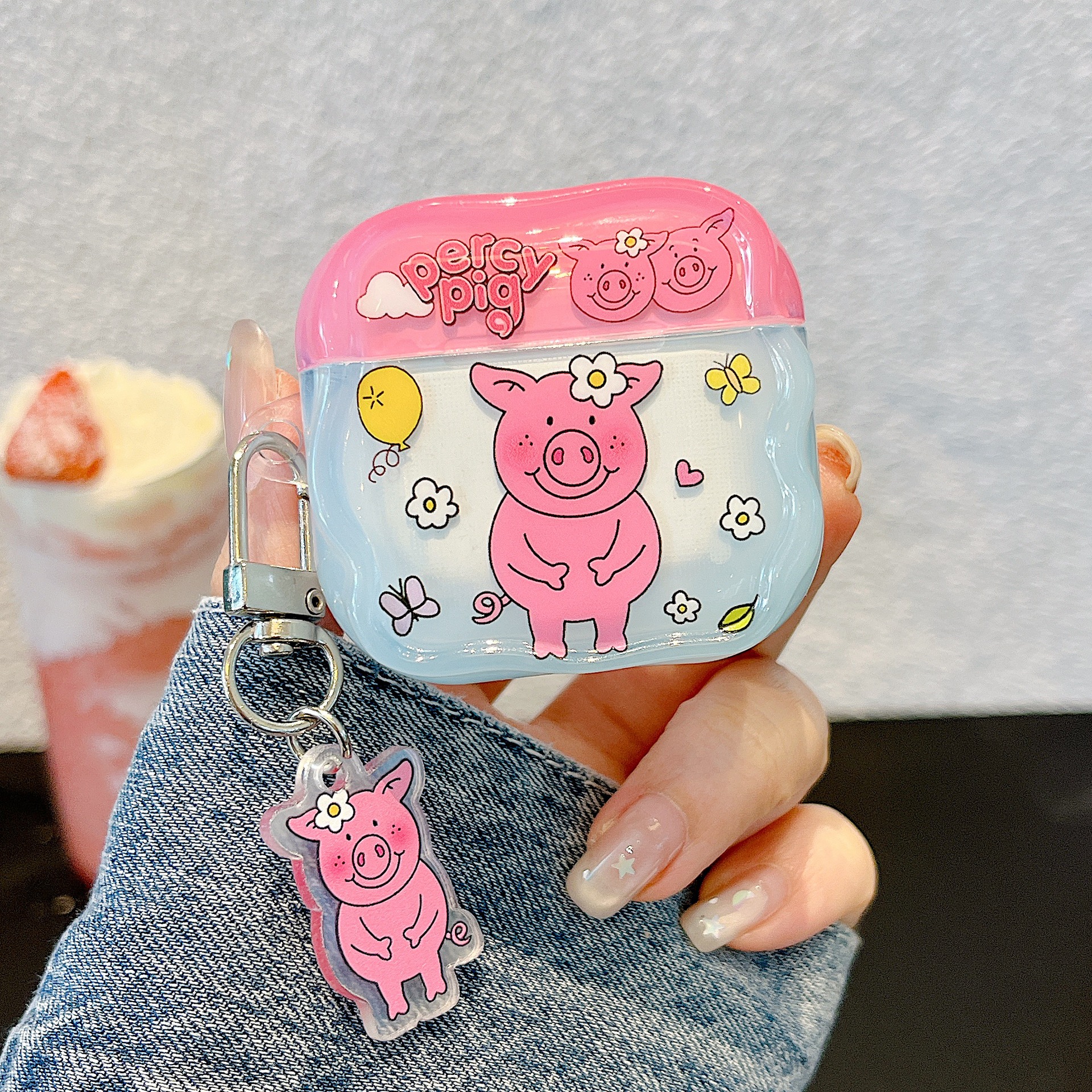 Cubierta de auriculares IMD Cartoon Masha Pig para AirPods Pro Cubierta de auriculares Bluetooth AirPods3 / 4 generación anti-caída image 3