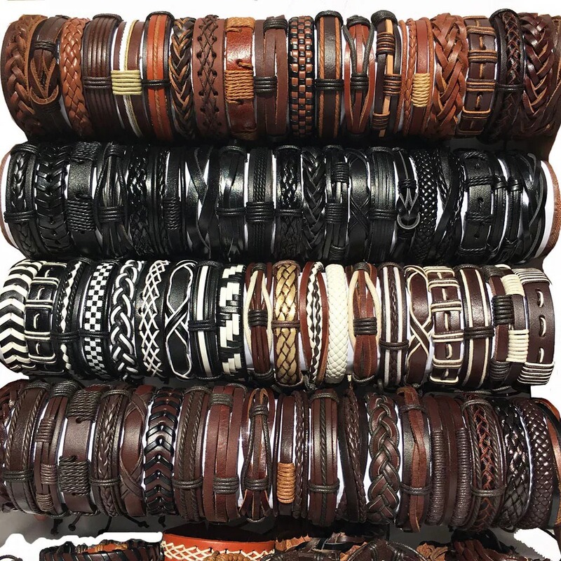 Wholesale suit a variety of random mixed color hand-woven leather bracelet cross-border hot leather mixed batch of jewelry Wholesale suit a variety of random mixed color hand-woven leather bracelet cross-border hot leather mixed batch of jewelry