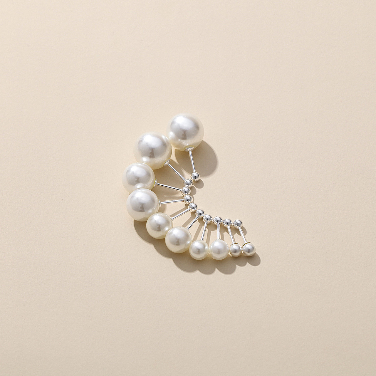 Mode Géométrique Argent Sterling Placage Perles Artificielles Boucles D'oreilles 1 Paire display picture 1