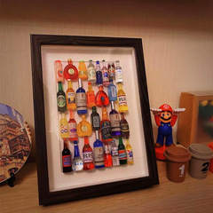 5ZV7批發小紅書酒瓶迷你diy相框立體情侶手工520禮物擺件自製中空