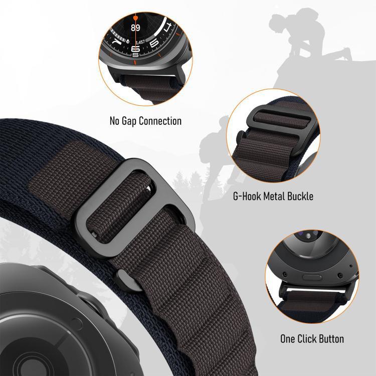 xDfind Black Buckle Alpine Nylon Loop Band para Samsung Galaxy Watch8 / 8 Classic / Samsung Galaxy