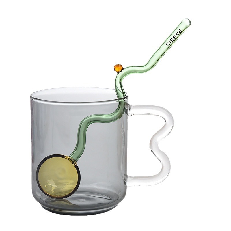 Taza de cristal de color creativo con mango chica pareja Oficina jugo taza de café desayuno taza de leche