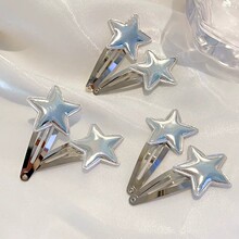 银色星星鸭嘴夹甜酷y2k五角星发夹刘海夹侧边夹少女头饰碎发BB夹