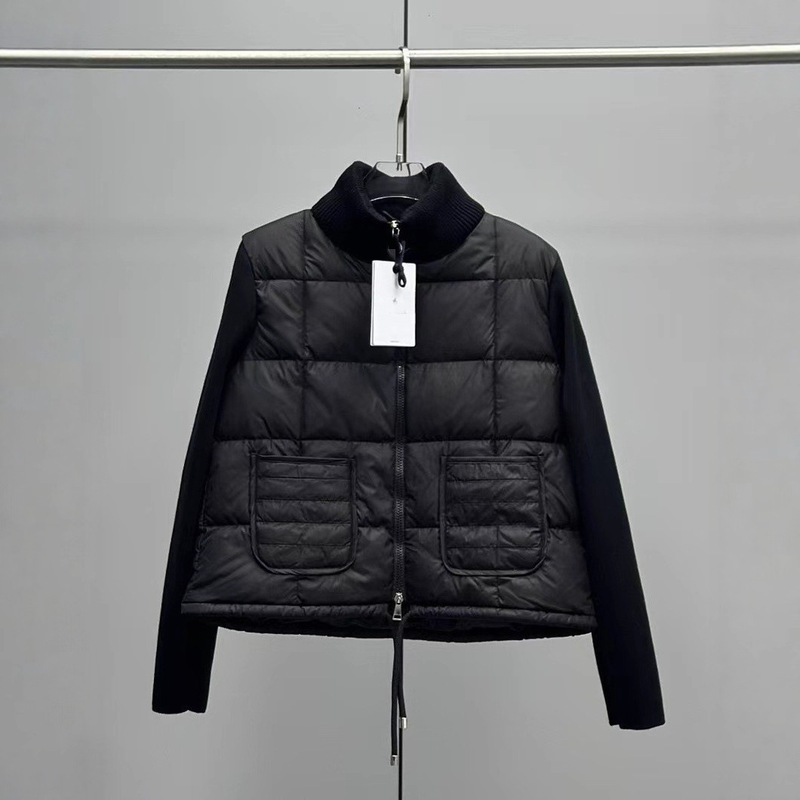 2025 New m Brand Lightweight Women's Jacket with Drawstring Wool Knit Splicing, Slim Fit Stand Collar, Thickened Hooded down Jacket 2025 New m Brand Lightweight Women's Jacket with Drawstring Wool Knit Splicing, Slim Fit Stand Collar, Thickened Hooded down Jacket