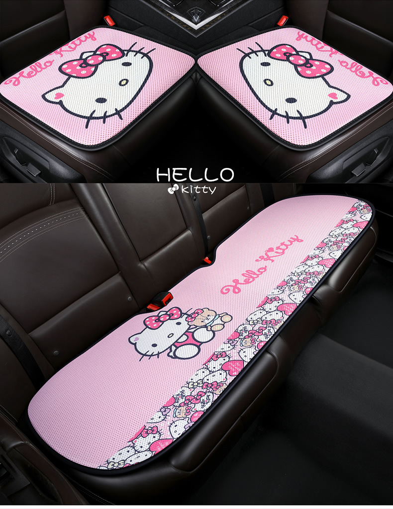 kitty cartoon car cushion single piece three-piece set goddess Four Seasons universal small waist summer car cushion Main driving