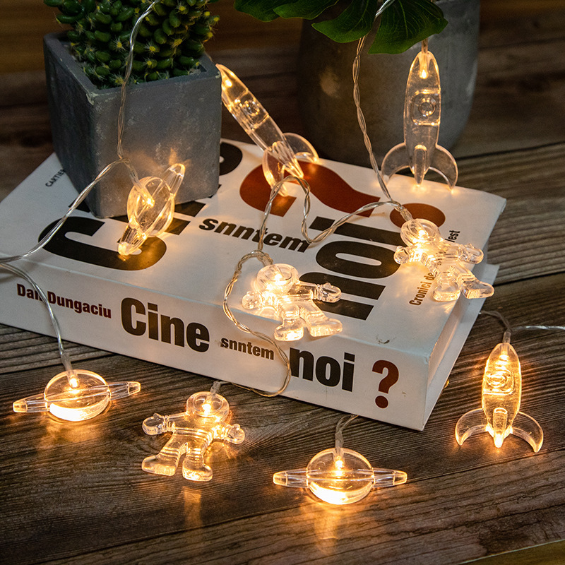 Nuevo LED astronauta cohete universo explosión bola batería cadena de luz decoración del hogar cadena de luz de color