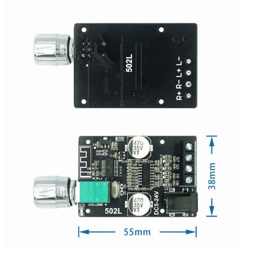 ZK-502L迷你版 50Wx2蓝牙数字功放板 旋钮调节音量带开关