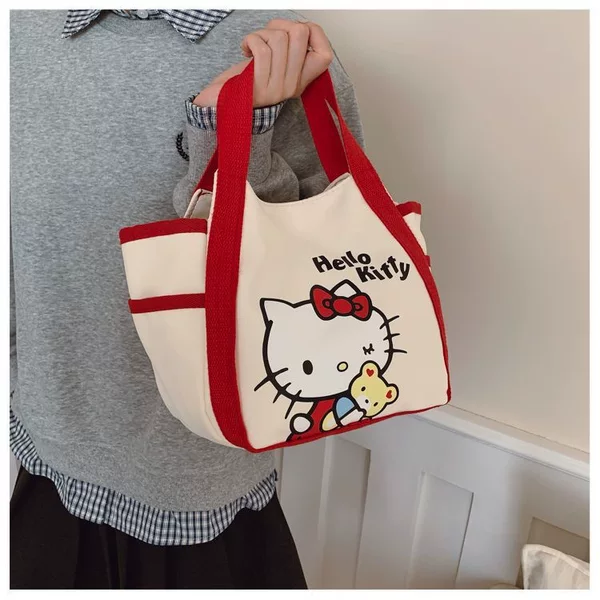 2026 Trendy New Portable Lunch Bag Large Capacity Bag Cute Cat Handbag for Students Commuting Lunch Box Bag