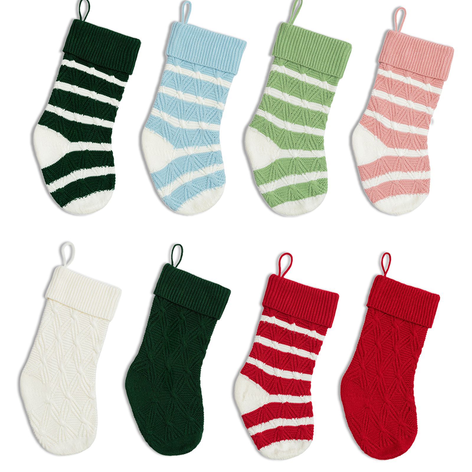 Navidad transfronteriza de punto a rayas calcetines navideñas decoración navideña colgante de árbol de navidad lindos regalos creativos bolsas de regalo