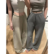 卡其色窄版香蕉卫裤女2025秋冬加绒松弛感宽松直筒高腰显瘦阔腿裤