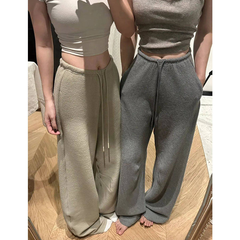 卡其色窄版香蕉卫裤女2025秋冬加绒松弛感宽松直筒高腰显瘦阔腿裤