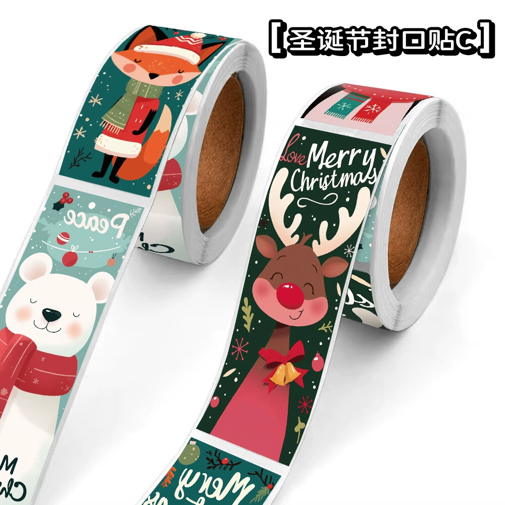 Оригинальная рождественская наклейка в рулоне, подарочная упаковка, уплотнительная наклейка, ручная лента для книги, самоклеящаяся этикетка, наклейка, оптовая продажа