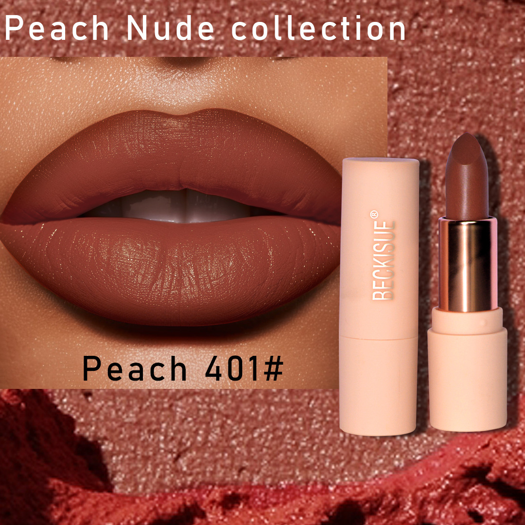 New Peach Nude semi-matte Silky Mist Lipstick Long-lasting waterproof brightening surface easy to color_voghion.com