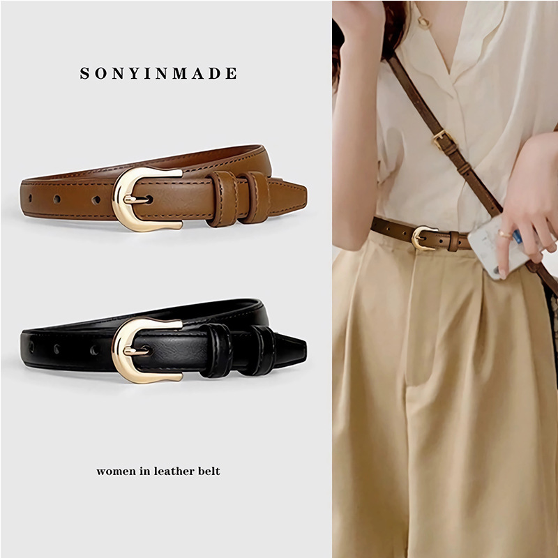 Women's Belt Thin Pants Women's All-match Simple New Design Sense Dress Jeans Belt Women