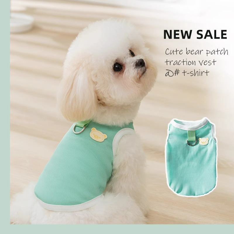 Primavera y verano delgada transpirable lindo oso caricatura coreana pequeño chaleco de perro Teddy gato ropa de mascotas