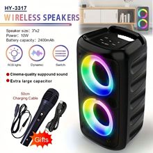HY-3317跨境爆品炫彩蓝牙音箱户外话筒广场舞音响舞台演出工厂